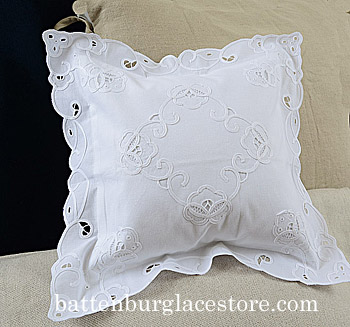 Imperial Embroidered Cotton Baby Square Sham. 12"x12"